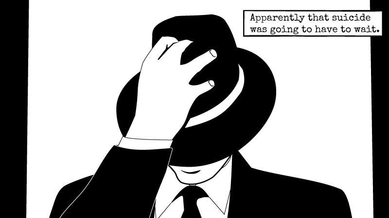 Detective Joe Garrison putting on his fedora